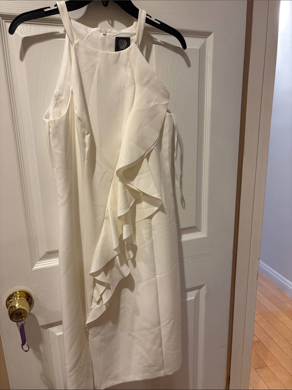 Vince Camuto Cream Ruffled Halter Dress